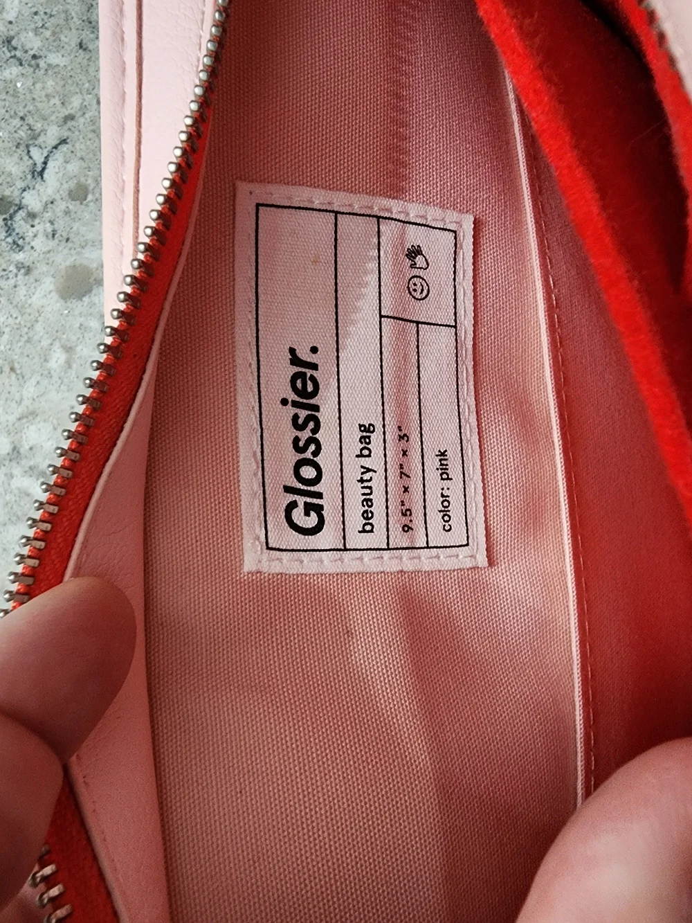 Glossier Light Pink Beauty Bag With Snap In Removeable Liner